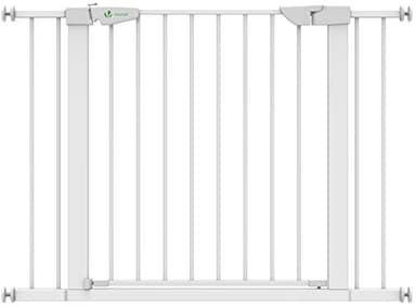 VOUNOT® Barrière de Sécurité Extensible 100-108cm Fermeture Auto et Magnétique sans Perçage Barrière à Pression pour Bébé et Chiens pour escaliers et Porte Hauteur 74cm Métal Blanc