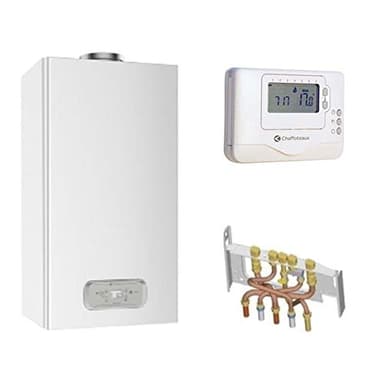 Chaudière Gaz BasNox Inoa Nox Chaffoteaux 25 kW/Cheminée Complète (Douilles + Dosseret) avec Thermostat Filaire