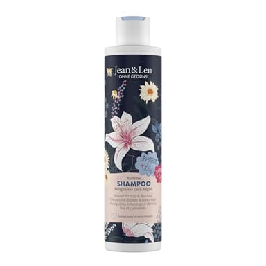 Jean & Len Shampooing Volume Bambou & Lys, pour cheveux fins et clairsemés, donne du corps et de la brillance, parfum de fleurs, sans parabènes ni silicones, végétalien, 300 ml