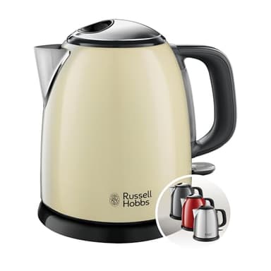 Russell Hobbs Bouilloire Electrique [Ultra Compacte] Colours Plus Crème (1L, Ebulltion rapide, Ecoulement parfait, Niveau d'Eau Visible, Filtre Anticalcaire, Economie d'Energie) 24994-70