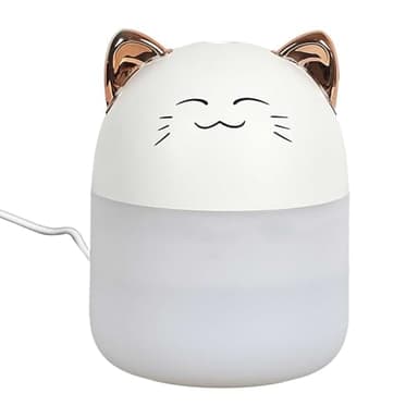 Home Deco Factory - VE6082 Diffuseur d'Huiles Essentielles Chat Led'Kawaii, Design Adorable, Éclairage LED Multicolore, Maison, Ambiance Relaxante, Taille Compacte