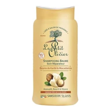 LE PETIT OLIVIER - Shampooing Baume Soin Réparateur - Karité & Macadamia - Nourrit & Répare - Cheveux Très Secs Ou Frisés - Sans Silicone & Sans Sulfate - Fabriqué en France - 250 ml