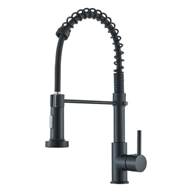 Cesinkin Robinet Cuisine Noir Pivotant à 360° Mitigeur 2 Modes de Pulvérisation Robinet d'Évier à Arc Élevé Pulvérisateur Escamotable en Laiton