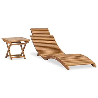 vidaXL Chaise Longue Pliable avec Table Transat de Jardin Chaise Longue d'Extérieur Bain de Soleil de Patio Arrière-Cour Bois de Teck Solide