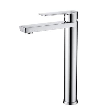 Decaura Mitigeur lavabo haut pour salle de bain, Robinet salle bain chromé avec bec hauteur 250mm à poignée carré mitigeur salle de bain xl vasque à poser