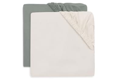 Jollein Drap-Housse Jersey - pour Berceau - Sea Green/Ivory - Lot de 2-40/50x80/90cm - Drap-Housse en Coton - Certifiée Oeko-TEX