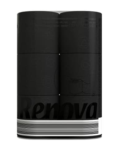 Renova Papier Hygiénique Black Label Noir|6 rouleaux|Colorés|3 plis noir