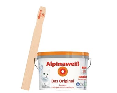 Alpina Blanc L'original - Peinture murale blanche parfaitement couvrante et riche - Avec formule de protection contre les éclaboussures - Avec bois mélangeur (1 litre)