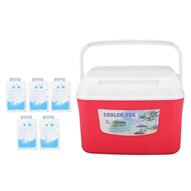 5L Warmer Glacière Voyage Stockage Lunchbox Réfrigérateur Boîte Température Constante Longue Durée Portable Glacière Isotherme avec Poignée pour Nourriture Médecine Voiture Plage Camping Pêche Rouge