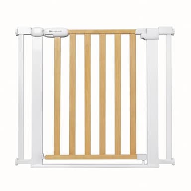 Kinderkraft Lock & GO, barrière de sécurité Enfants 75–103 cm, sans perçage, Double Verrouillage, Porte 90°, système Keep Open, Flat Step, Installation Facile, Bois