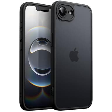 JETech Coque Mate pour iPhone 16e 6,1 Pouces 2025, Protection Antichoc de Qualité Militaire Contre Les Chutes, Étui Housse Arrière Translucide Givrée, Anti-Traces de Doigts (Noir)