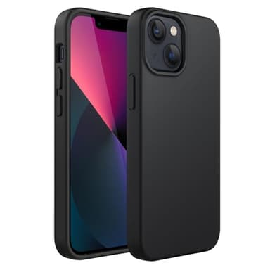 JETech Coque en Silicone Compatible avec iPhone 13 Mini 5,4 Pouces, étui de Protection Complète du Corps au Toucher Soyeux, Housse Doublure Douce en Tissu Microfibre, Anti-Chocs (Noir)