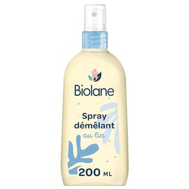 BIOLANE - Spray Démêlant Bébé – Démêle efficacement - Facilite le coiffage - Sans Rincage – Lin Français – 98% d'origine naturelle – 200ml