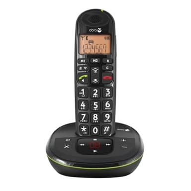 Doro PhoneEasy 105wr Téléphone sans Fil pour Seniors avec Grandes Touches, Son Amplifié et Répondeur Intégré (Noir) [Version Française] (Noir)