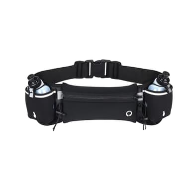Fesatccoz Ceinture de Course à Pied, Pochette Étanche pour Téléphone Portable, Ceinture Running Réfléchissante avec Bouteille d'eau pour Le Jogging et Les Activités de Plein Air, Noir