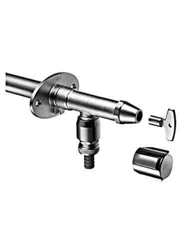SCHELL Polar II 039960399 Robinet mural extérieur résistant au gel avec robinet en laiton (robinet complet) avec ventilation forcée automatique et aérateur de tuyau, DN 15 G 1,2 AG Chromé mat Ø 15 mm