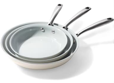 Cookersway Poêles à frire en céramique antiadhésives : Set de 3 poêles antiadhésives de 20, 24 et 28 cm - Poêles à œufs saines - Sans PTFE, PFOA, PFAS