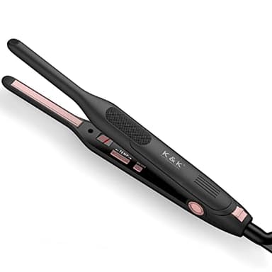 K&K Mini Lisseur Cheveux Court, Petit Fer à Lisser Cheveux Court Titane 2 en 1, Aempérature Réglable 50℃- 230℃, Pour Frange, Barbe Masculine, Arrêt Automatique, Double Tension (Noir)