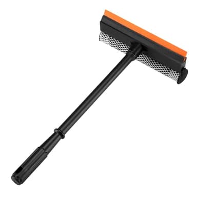 Raclette de fenêtre 2 en 1 pour voiture, nettoyeur de vitres avec poignée de 40,6 cm de long, raclette éponge pour station-service, verre, douche, nettoyage de vitres extérieures hautes