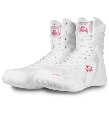 Lonsdale HESKIN Chaussures de Boxe, Unisexes, Blanches, Rouges, 43 EU, Blanc/Rouge, 43 EU