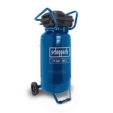 Scheppach Compresseur à air vertical HC85V | 14 Bar | Cuve 80L | Sans huile & peu d'entretien | 1600 W | Admission d'air 330 L/min | 2 raccords rapides et 2 manomètres | Transport facile
