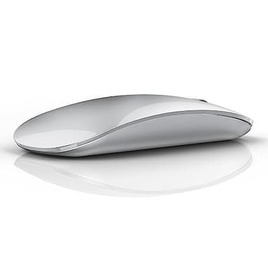 Uiosmuph Souris Bluetooth Rechargeable, Trois Modes (Bluetooth 5.1/5.1+ 2.4G sans Fil), Silencieuse et Ultra Mince Bluetooth Mouse Portable pour Ordinateur Portable, iPad, Laptop, PC,Argent