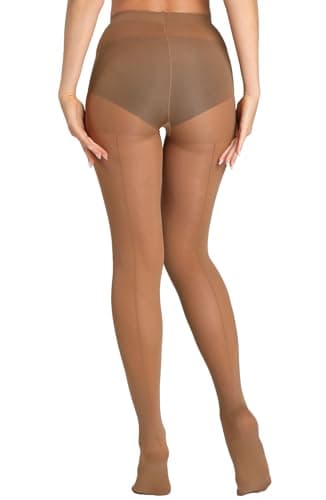 ARMOROSE Collants indestructibles à couture arrière pour femme, collants semi-transparents 40D avec orteils renforcés sous la robe, café, X-Large