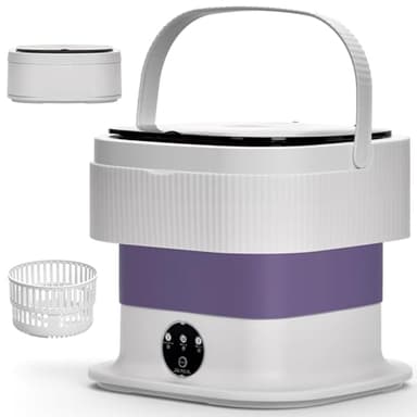 Koeutoze Mini Machine à Laver Portable 10L avec Panier d’Essorage Amovible, Pliable et Compacte - 3 Modes Tactiles, Sans Raccordement d’Eau, Machine à Laver Camping, Appartement, Voyage, Dortoir