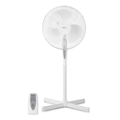 MEDION Ventilateur sur pied avec télécommande, trois vitesses, puissance de 45 watts, 36 cm, fonction pivotante, oscillation, hauteur réglable, MD18795, blanc
