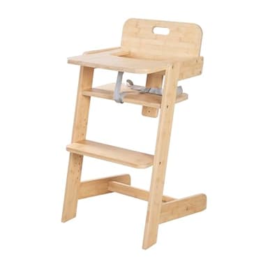 roba Chaise Haute Bébé Nature Up en Bois de Bambou Certifié FSC - Évolutive avec Plateau Amovible - Harnais à 3 Points - Charge Maximale 70 kg - Naturel