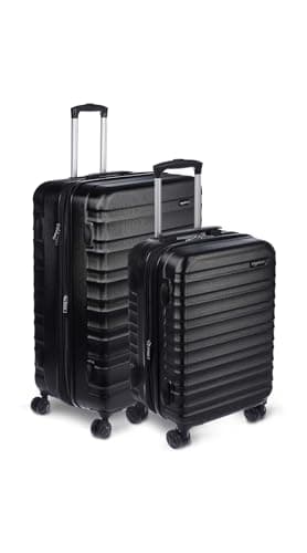Amazon Basics Ensemble de Bagages Extensibles Rigides (Tailles M + L) - Bagages de Voyage en ABS avec 4 Doubles Roues Rotatives - Structure Légère et Anti-Rayures - Noir