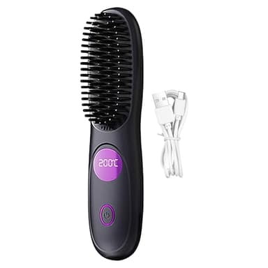 Dopsyesn Brosse Lisseuse Sans Fil,Brosse à Cheveux Chauffante Sans Fil - Rechargeable 3 Niveaux de Chauffage de Coiffure pour Femmes et Hommes, Usage Quotidien, Vacances, Voyage et Rendez-vous