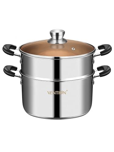 VENTION Petit Couscoussier Induction 2L, Cuiseur Vapeur 18 cm, Cuit Vapeur Inox