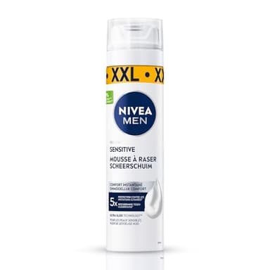 NIVEA MEN - Mousse à Raser Homme - Protège Contre 5 Signes d'Irritation - Maxi Format - Formule Sans Alcool à la Camomille & Hamamélis - Peaux Sensibles - Testée Sous Contrôle Dermatologique - 250 ml