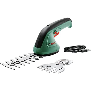 Bosch Cisaille de jardin/ Taille-haie EasyShear (batterie 3,6 V intégrée, autonomie : 40 min, longueur de lame : 12 cm (arbustes) / 8 cm (herbe), boîte en carton)