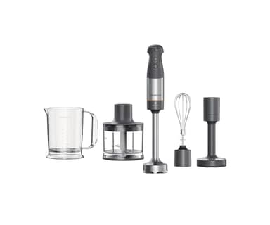 Kenwood Triblade XL HBM60.307GY Mixeur à main avec anti-éclaboussures, hachoir 500 ml, fouet en métal et purée en plastique sans BPA, passe au lave-vaisselle, 1000 W, gris