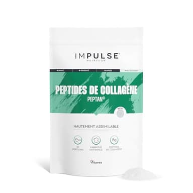 Impulse Nutrition - Peptides de Collagène Peptan 300g - Complément alimentaire sport avec Collagène Bovin - Articulations, Récupération, Peau & Tonicité - Goût Neutre - Fabriqué en France