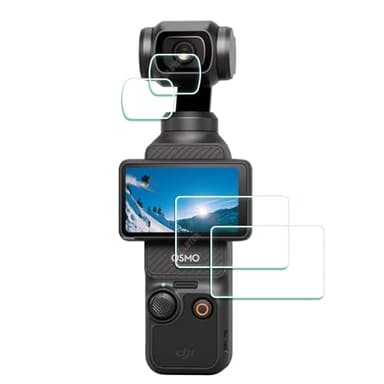 ULBTER Protection Ecran pour DJI Osmo Pocket 3 LCD + Objectif Verre Trempé 【2+2 pièces】, Vitre Protecteur 0,3mm Dureté 9H Anti-Rayure Anti-Trace Anti-Bulle