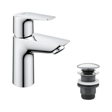 GROHE Robinet lavabo de salle de bains Start Edge, Mitigeur monocommande sans tirette de vidage, vidage clic clac inclus, mousseur économique d'eau, chromé, 23900001 (Import Allemagne)