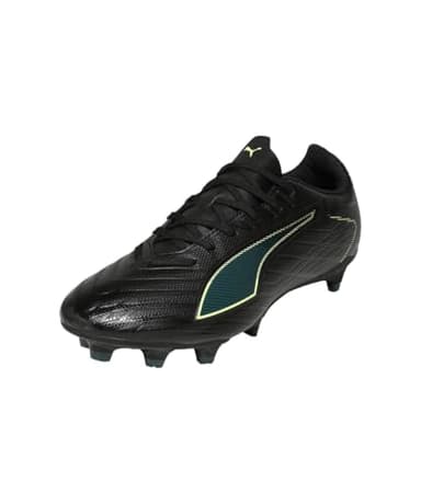 PUMA Chaussures de Football Unisexe Ultra 6 Play FG/AG, Puma Noir pétillant Vert Clair Terrain, 39 EU