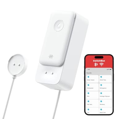 SwitchBot Détecteur de fuites d'eau WiFi, Alertes réglables de 100dB et alertes App, IP67, Détecteur sans Fil pour la Maison avec câble de détection de 1m, sans hub requis (Compatible avec 2.4G)