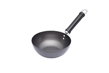 KitchenCraft World of Flavours - Wok Antiadhésif pour Plaques à Induction/Petite Poêle à Frire, Acier au Carbone, 20 cm