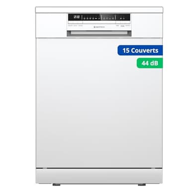 GEDTECH Lave-vaisselle GLV1544WH 15cv - Tiroir à couverts - 44 dB - Très silencieux - Départ Différé - Eco - Intensif - Rapide – Faible conso - Classe C - Blanc - Protection enfant