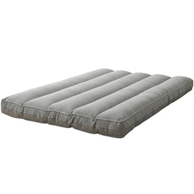 Bananair - Futon 2 Places Épais & Confortable Fabriqué en France, Housse Lavable, Idéal comme Matelas de Sol ou d'Appoint - Futon Pliable, 2 Sangles de Rangement Incluses (140x190 cm, Gris Clair)