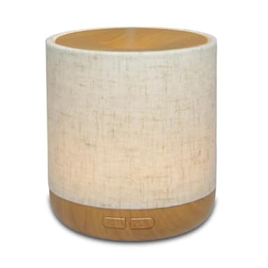 Zen’Arôme Diffuseur Ultrasonique Alesia – Diffusion Huile Essentielle à Froid Aromathérapie – Design Original, Coque en Toile de Lin et Revêtement Couleur Bois – Diffusion + Éclairage Personnalisables