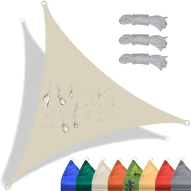 CANYUE Voile D'ombrage Triangulaire 4x5x6.4.m Blanc cassé Toile Ombrage Imperméable Protection 98% UV pour Jardin Extérieur Terrasse Cour