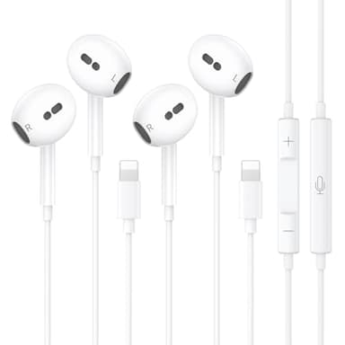 Écouteurs Filaires iPhone [Certifiés MFi] Écouteurs Intra-Auriculaires avec Micro et Contrôle du Volume, Casque Antibruit Stéréo HiFi, Compatible avec iPhone 14 Pro/14/Plus/13/12/11/SE/XR/XS/X-2 Pack