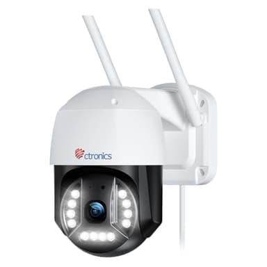 Ctronics 4K 8MP Caméra Surveillance WiFi Extérieure PTZ, 2.4/5Ghz WiFi, Détection Humaine/Véhicule/Animal, Suivi Automatique, Cloud, 355° 90°, Vision Nocturne Couleur, Audio Bidirectionnel