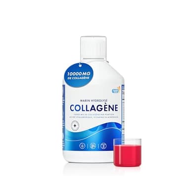 Swedish Nutra - Complément liquide de collagène marin hydrolysé 10 000 mg - 500 ml, 20 jours d'approvisionnement | Acide hyaluronique, biotine et vitamine C pour des cheveux, une peau, des ongles et
