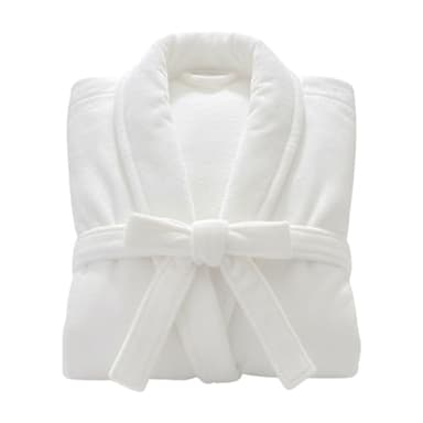 Peignoir unisexe en coton égyptien super doux de luxe avec grandes poches et ceinture, vêtement de bain doux pour la maison, blanc, S/M